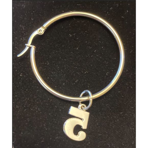 Silver Hoop Earrings with Rhinestone Crystal 5 Charms - Picture 4 of 4